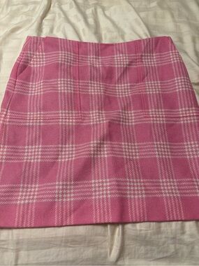 Boden Pink and White Plaid Harris Tweed Mini Skirt
